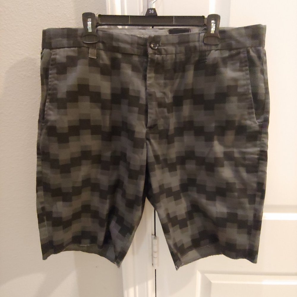 Fox Mens Plaid Shorts Golf Outdoor Bermuda 38 gray
